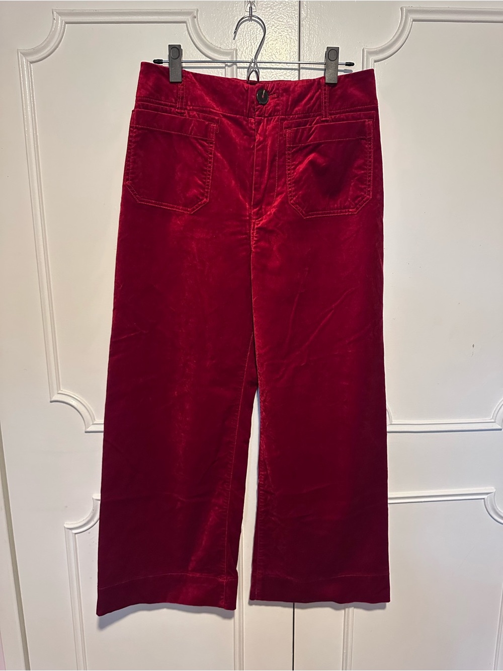 Anthropologie Maeve Women’s Red Velvet “The Colette” Wide-Leg Pants Size 29